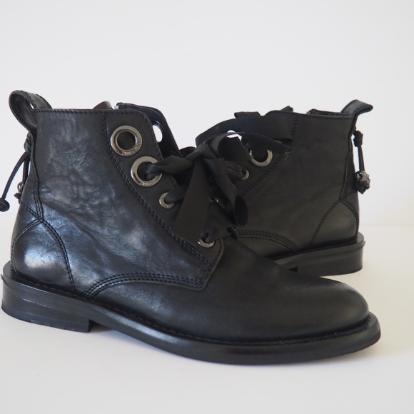 Zadig et Voltaire Laureen Roma Black Combat Boots Size 9 - Picture 1 of 12